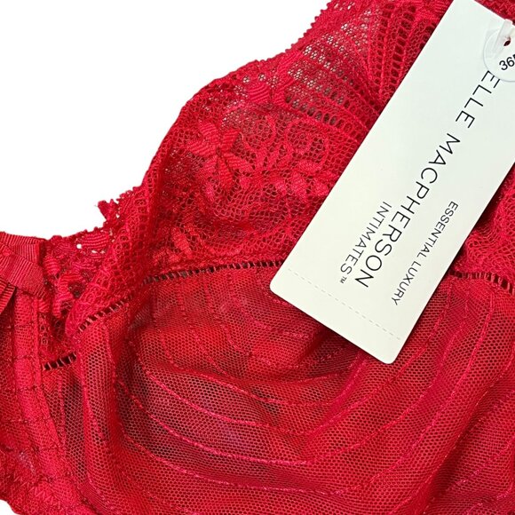 Elle Macpherson Desert Heat Lipstick Red Lace Underwire Bra 36DD Luxury Lingerie - Picture 2 of 3
